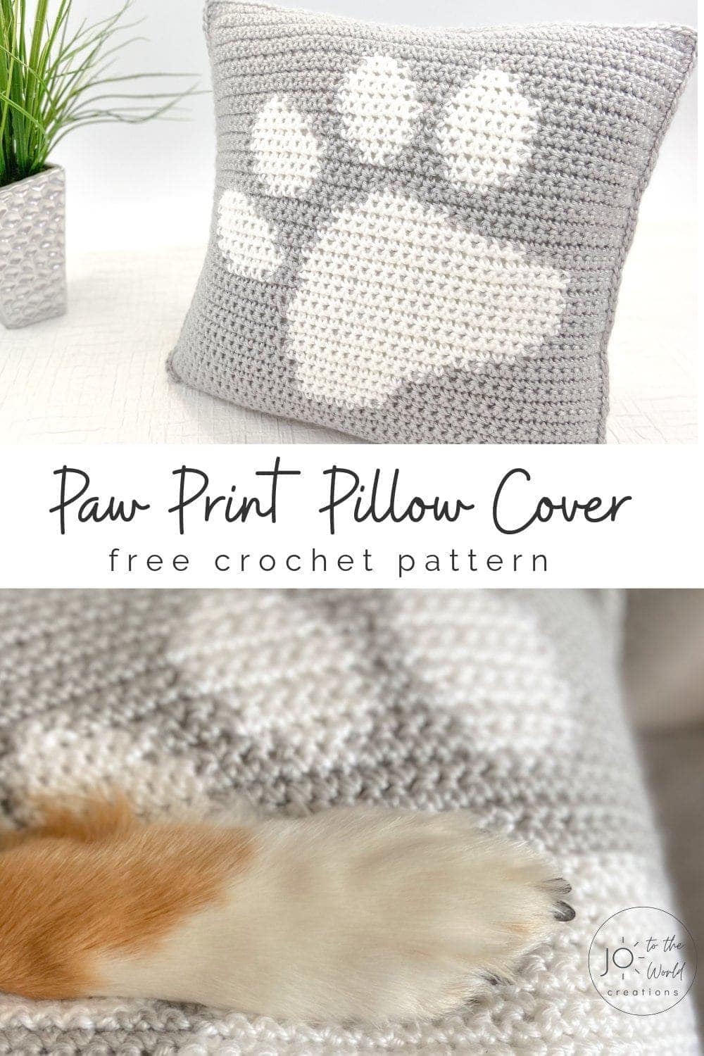 Paw Print Pillow Cover, Free Crochet Pattern