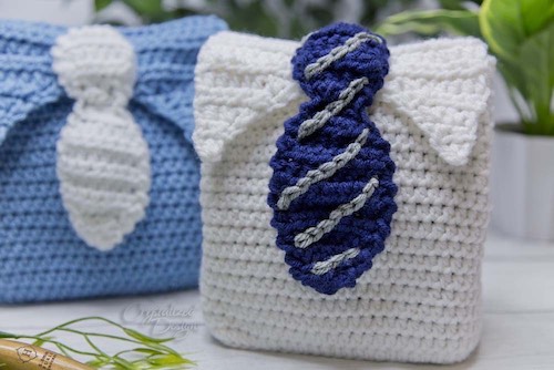 Crochet tie gift bag