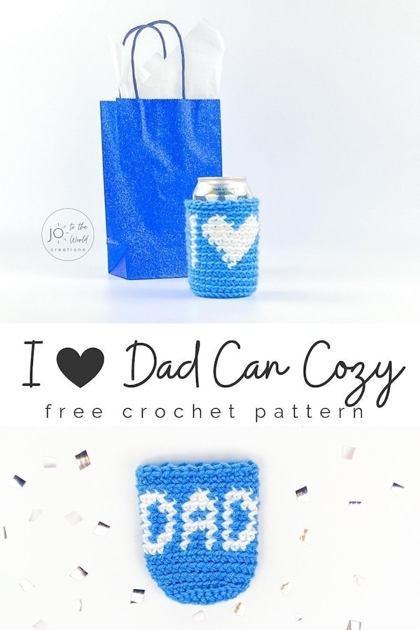 I Heart Dad Can Cozy Free Crochet Pattern