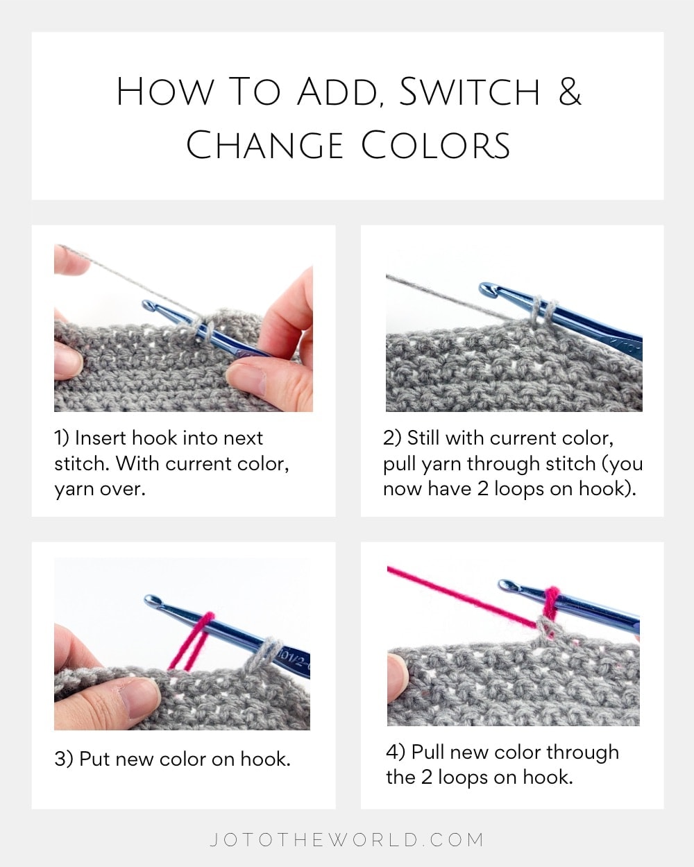 How to Add, Switch and Change Colors in Crochet 
