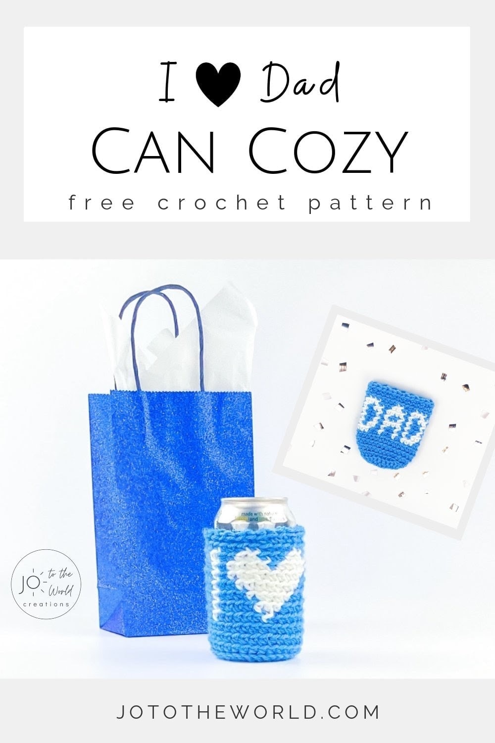 I Heart Dad Can Cozy Free Crochet Pattern
