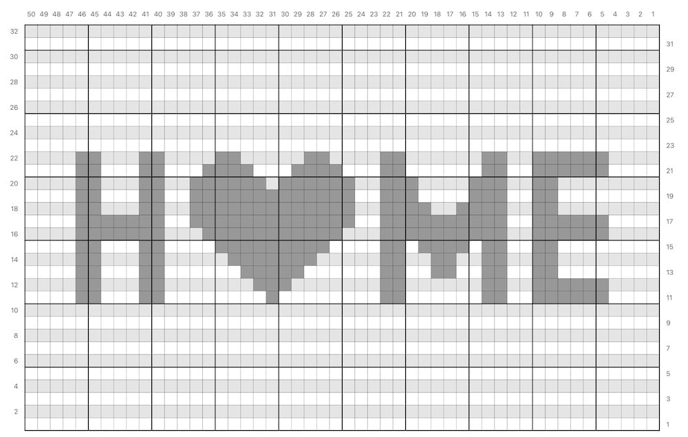 Home is Where the Heart Is Pillow Cover Crochet Pattern Chart