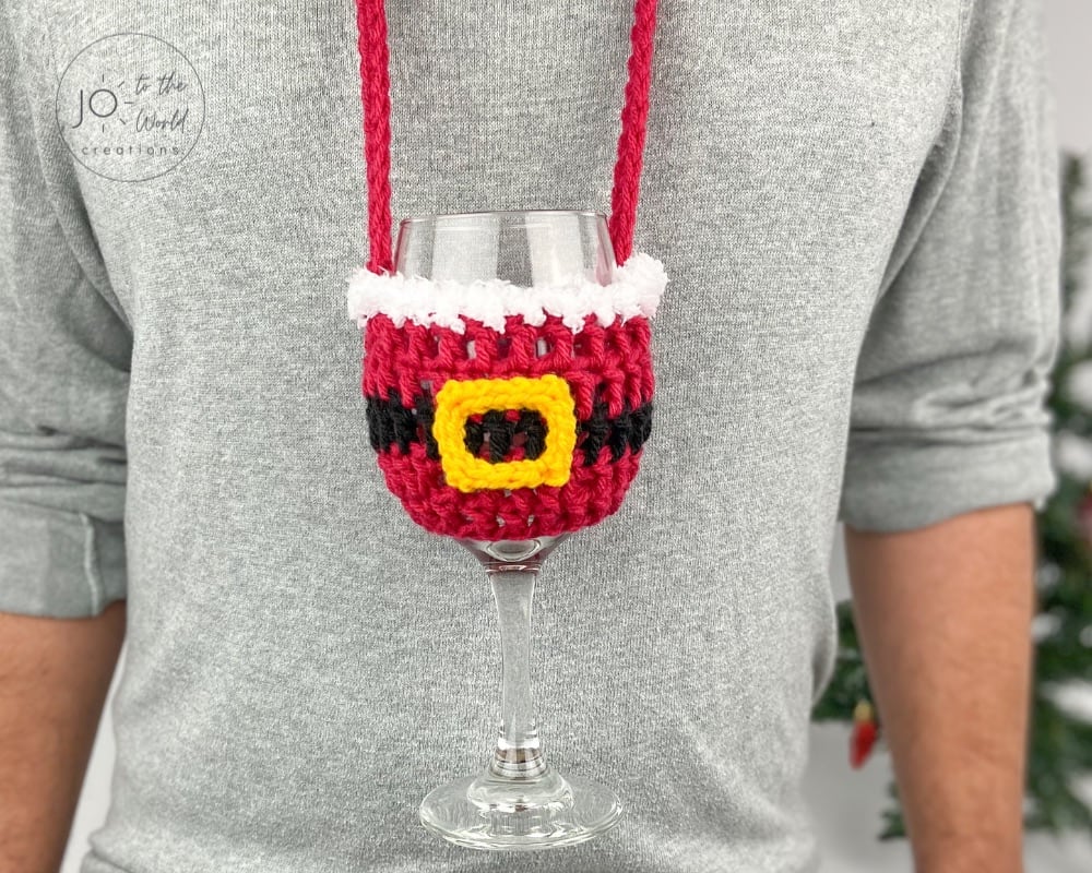 Santa Wine Glass Lanyard Crochet Pattern 