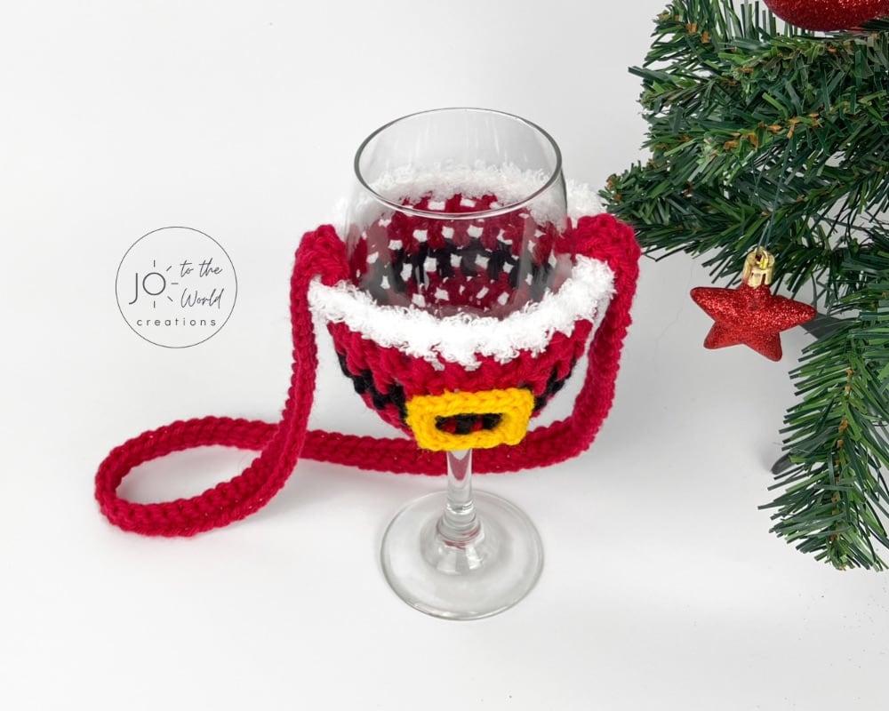 Santa Wine Glass Lanyard Crochet Pattern