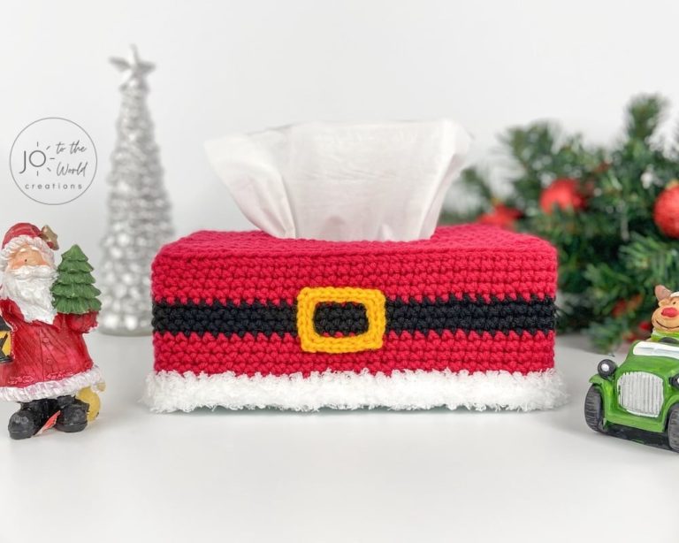 Christmas Crochet Tissue Box Cover – Free Crochet Pattern
