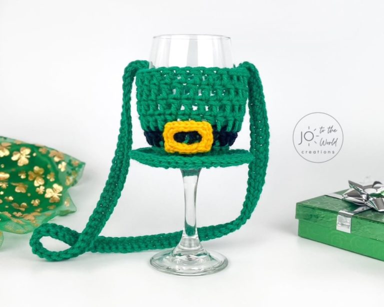 St. Patrick’s Day Wine Glass Lanyard – Free Crochet Pattern