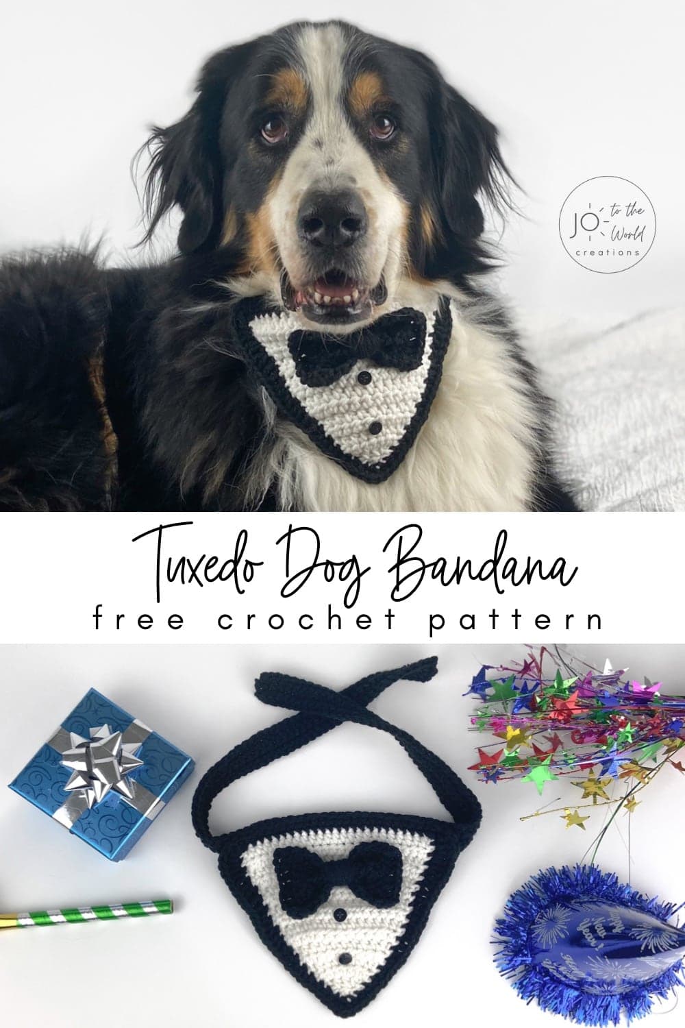 Tuxedo Dog Bandana - Free Crochet Pattern