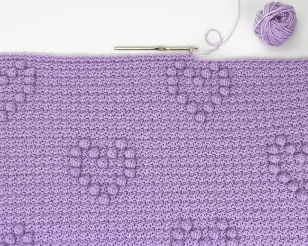 Hearts Puff Stitch Crochet Baby Blanket