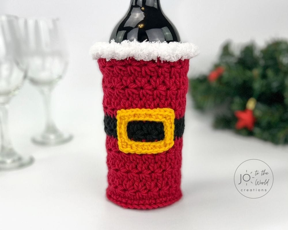 Crochet Wine Bottle Holder for Christmas