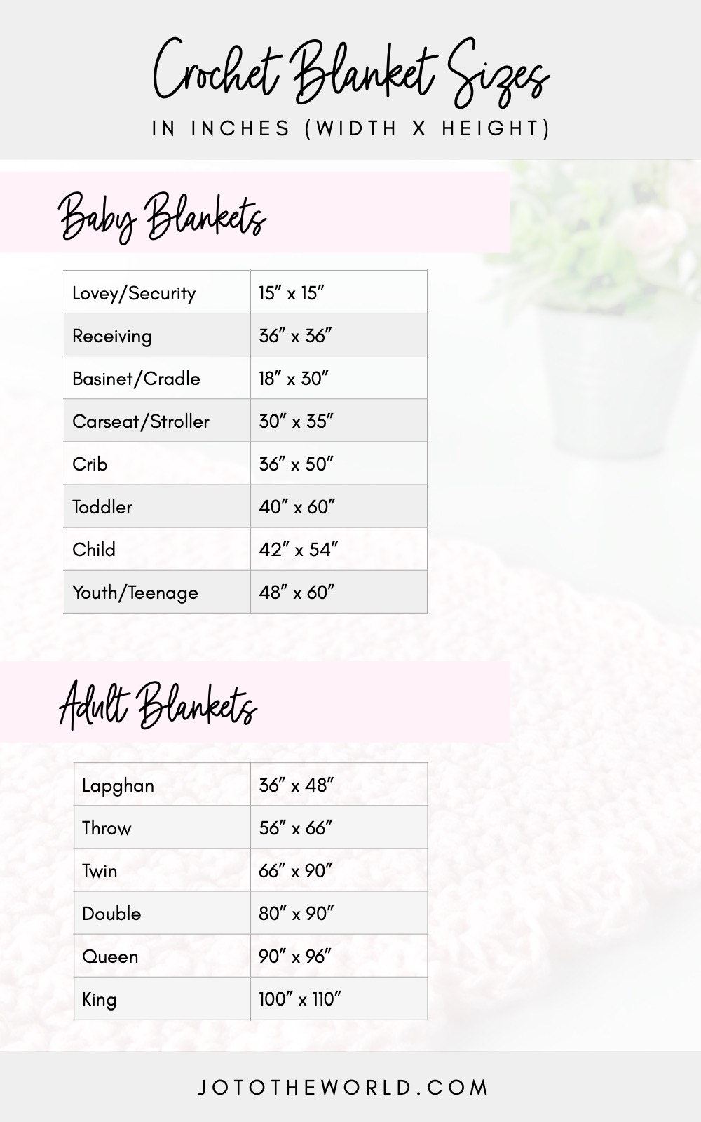 Crochet Blanket Sizes Jo to the World Creations