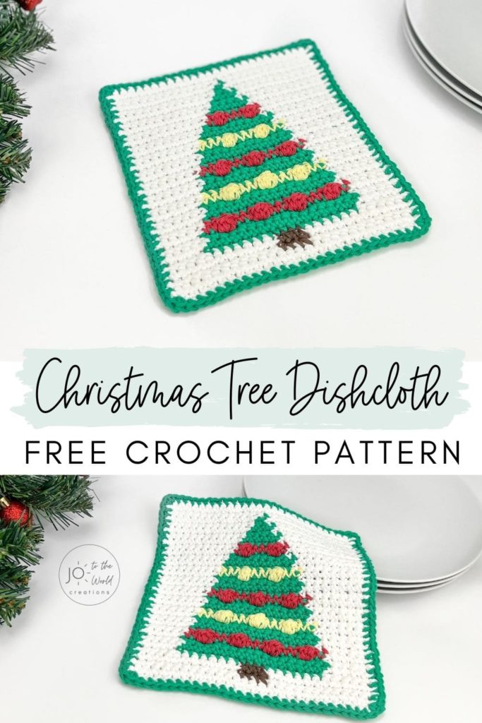 Christmas Tree Dishcloth - Free Crochet Pattern