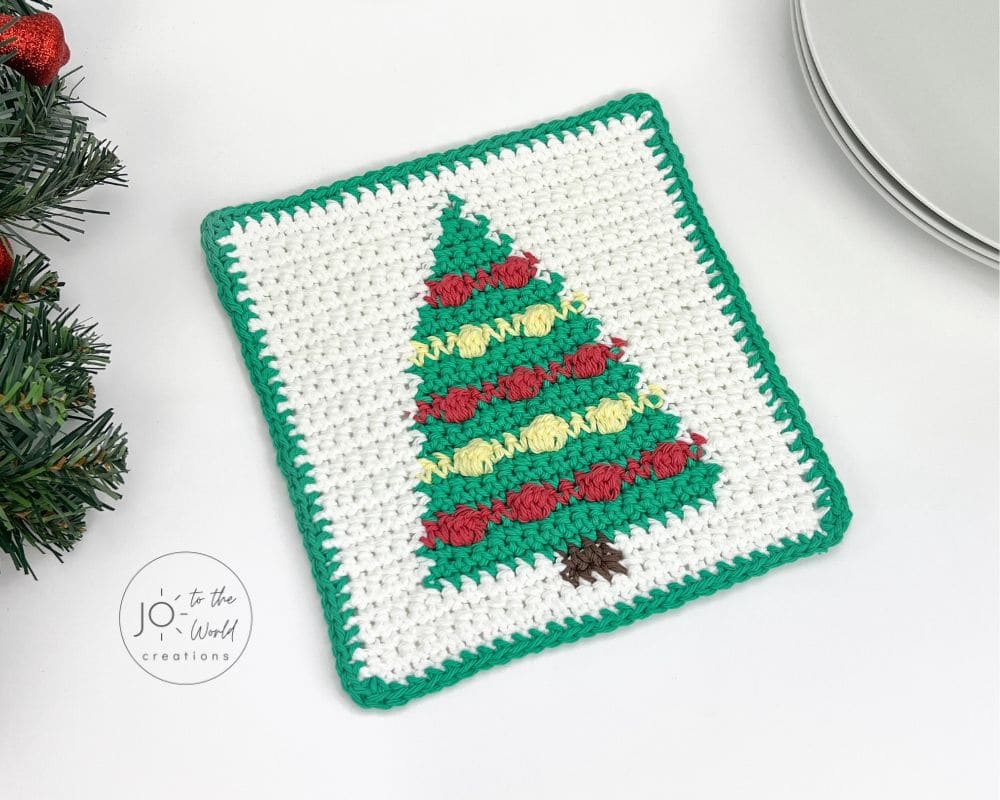 Free Christmas Tree Dishcloth Crochet Pattern