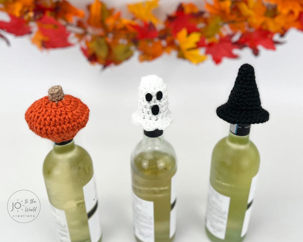 crochet halloween wine toppers