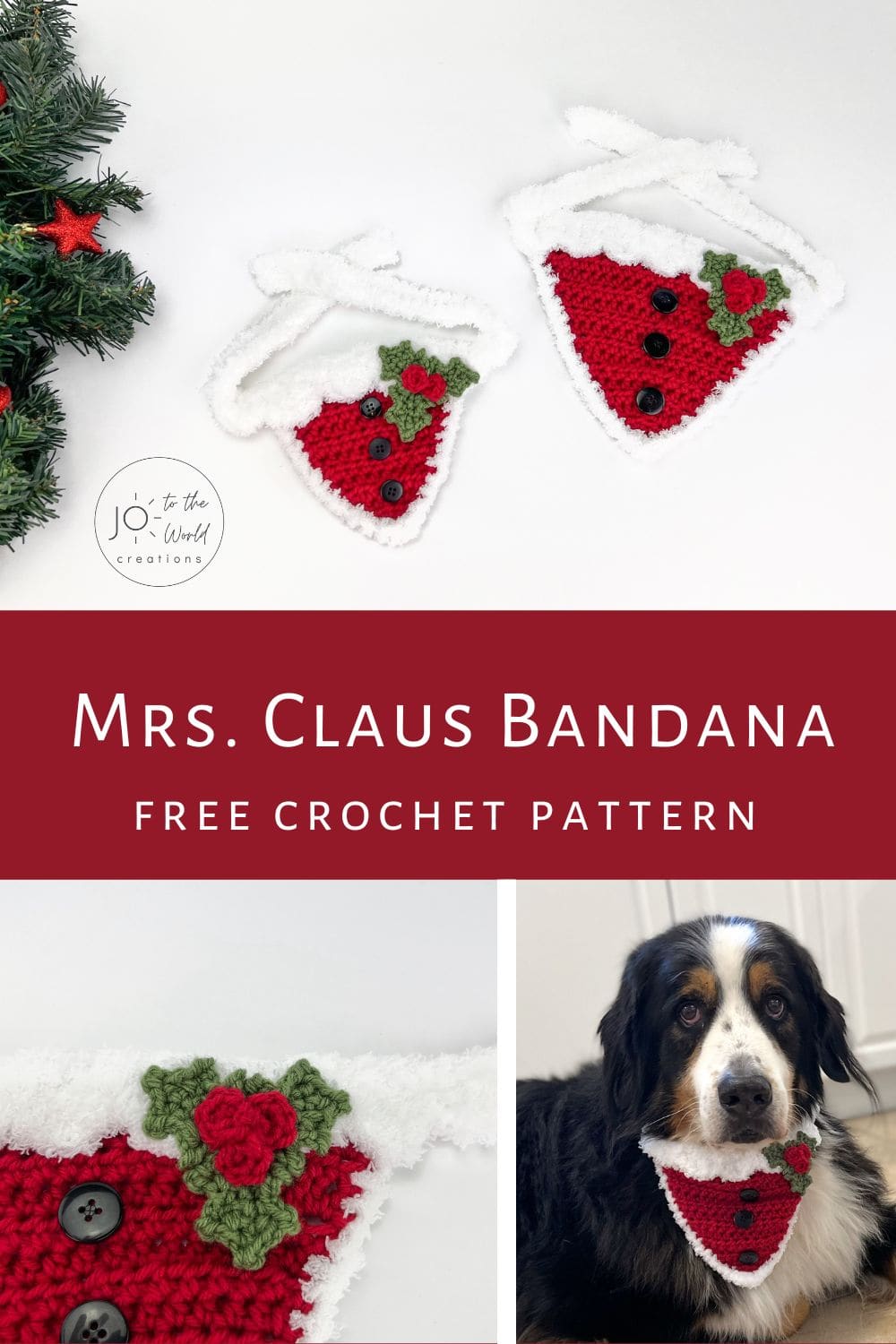 Mrs Claus Christmas Scarf for Dogs and Cats