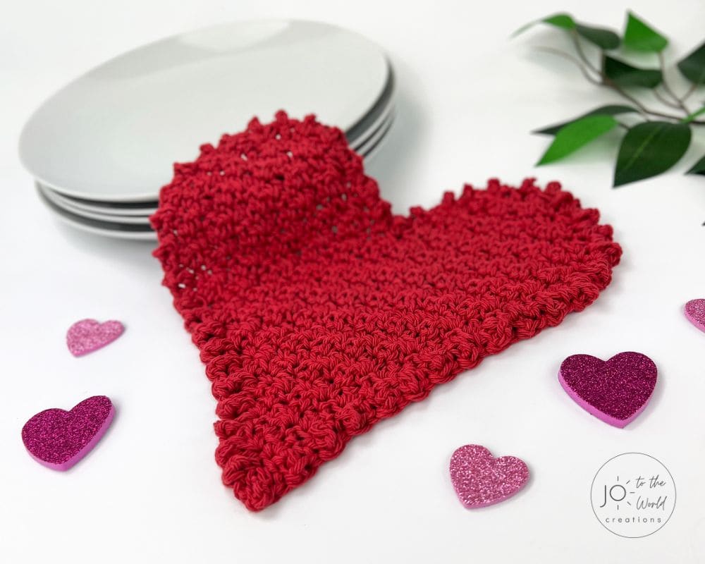 Crochet heart dishcloth pattern
