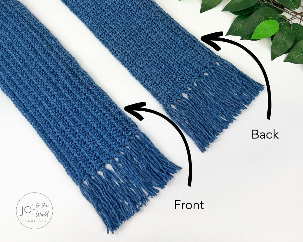 Front and back of men's scarf