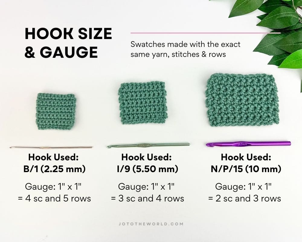 Crochet hook size and gauge