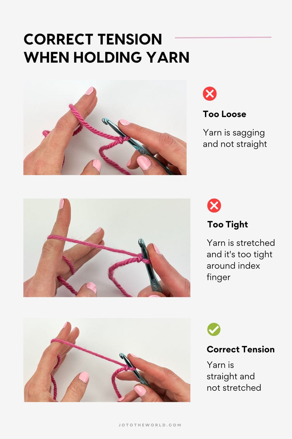 Correct tension when holding yarn