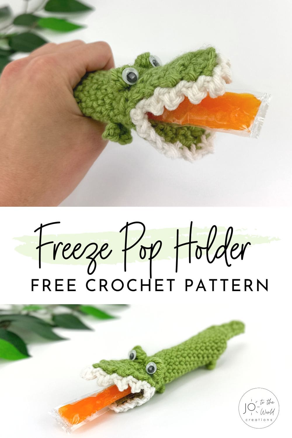 Crocodile Freeze Pop Holder Free Crochet Pattern
