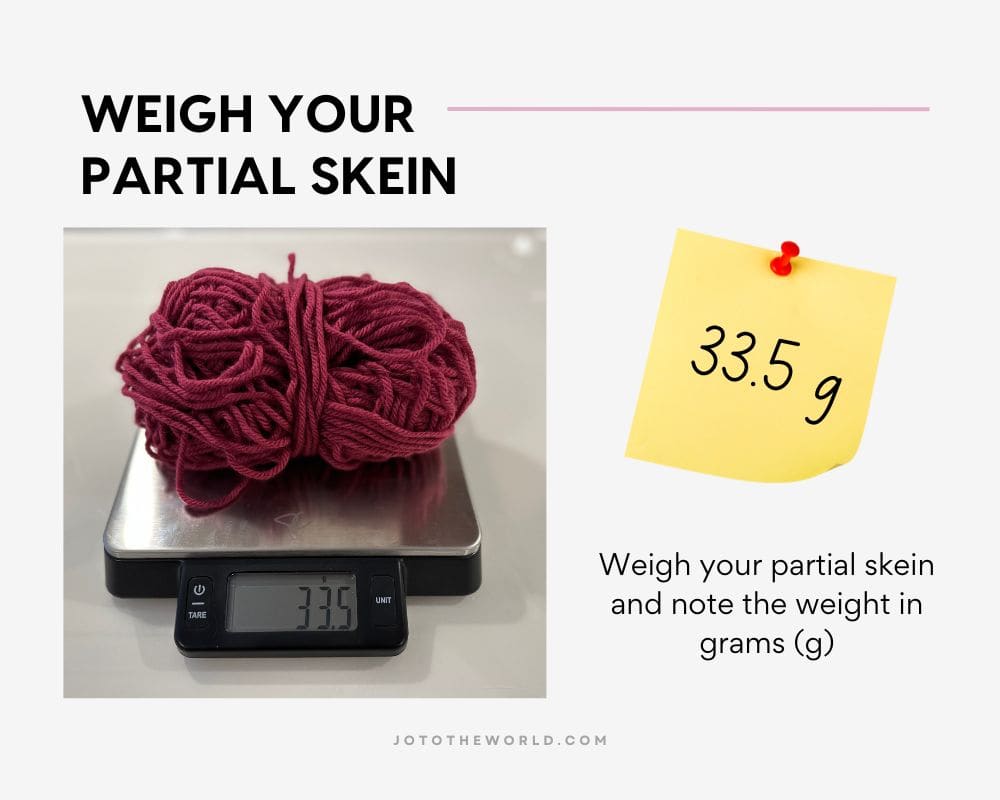 Yarn weight calculator Step 1 - Weigh yarn