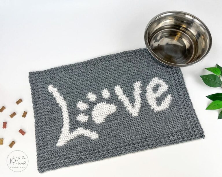 Crochet Paw Print Love Mat (Pet/Dog Bowl) Pattern – Free