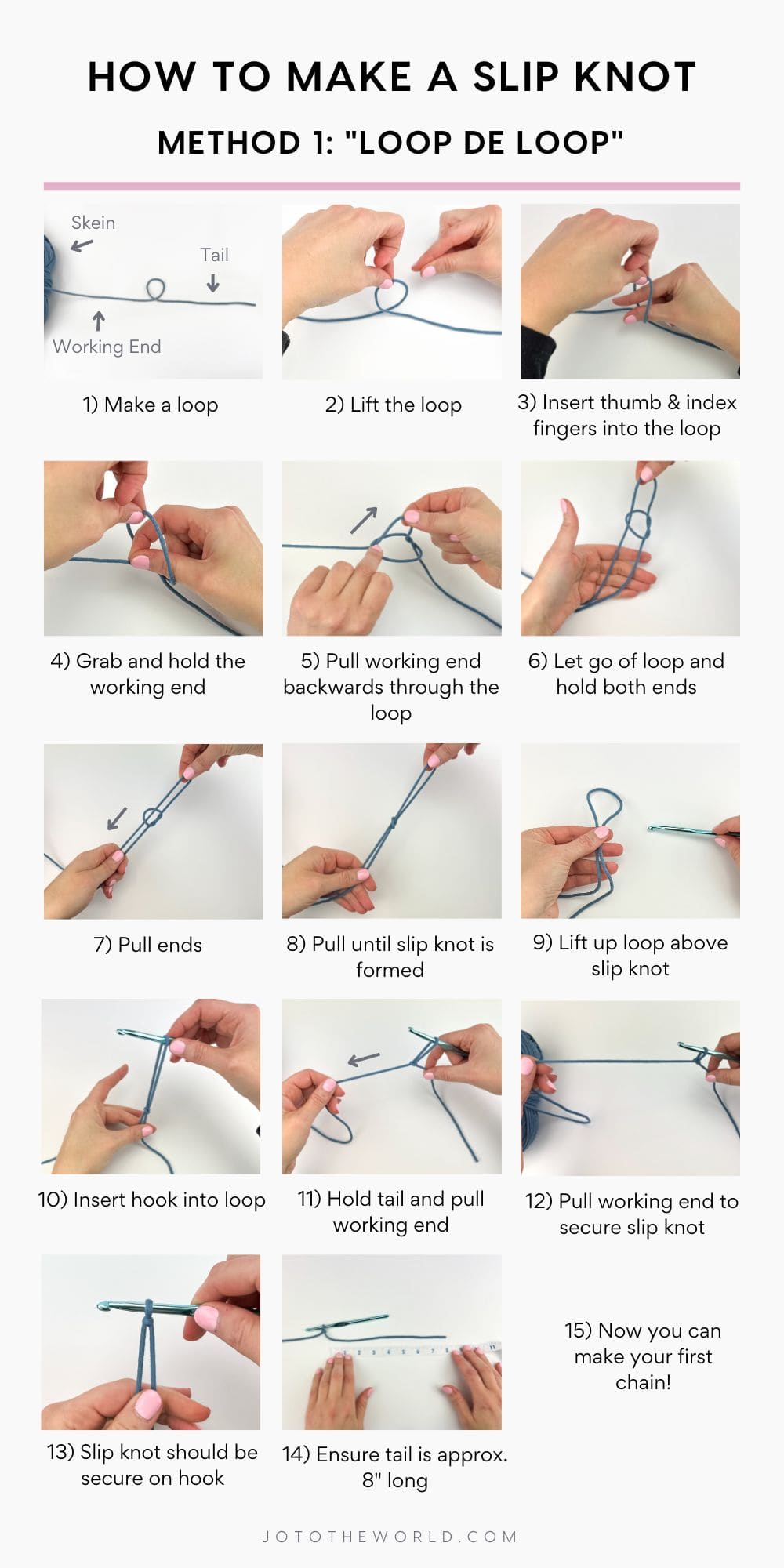Slip knot crochet method 1