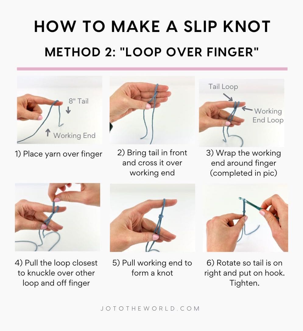 Slip knot crochet method 2