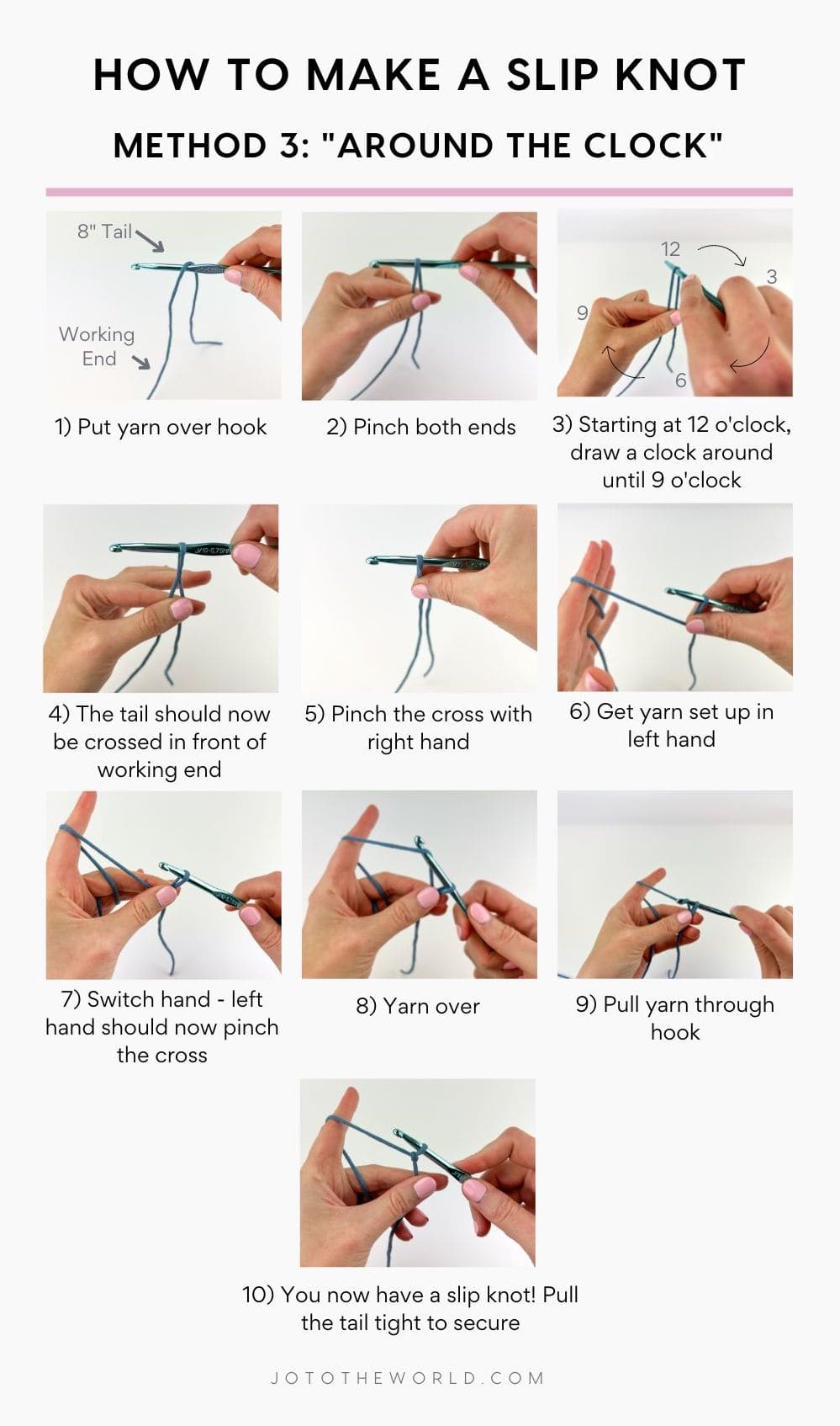 Slip knot crochet method 3
