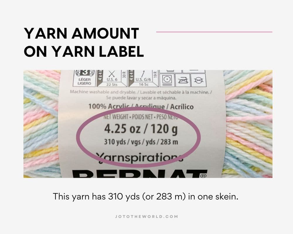 Amount of yarn on yarn label
