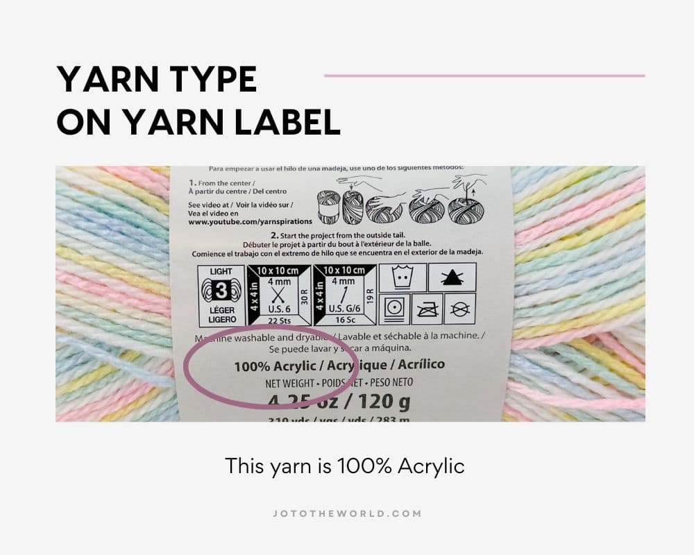 Yarn type on yarn label
