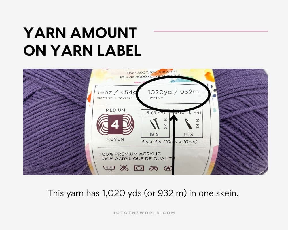 Yarn amount on yarn label