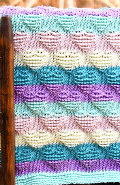 Striped Heart Crochet Baby Blanket
