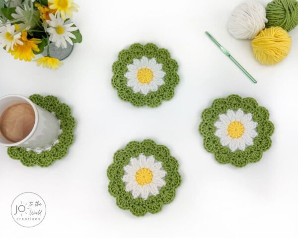 Crochet Daisy Flower Coaster Pattern