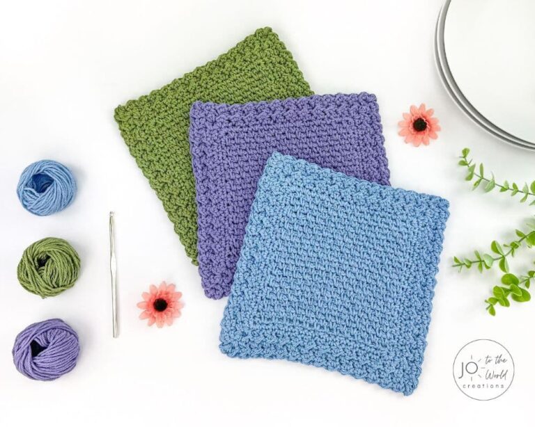 Moss Stitch Crochet Dishcloth – Free Pattern