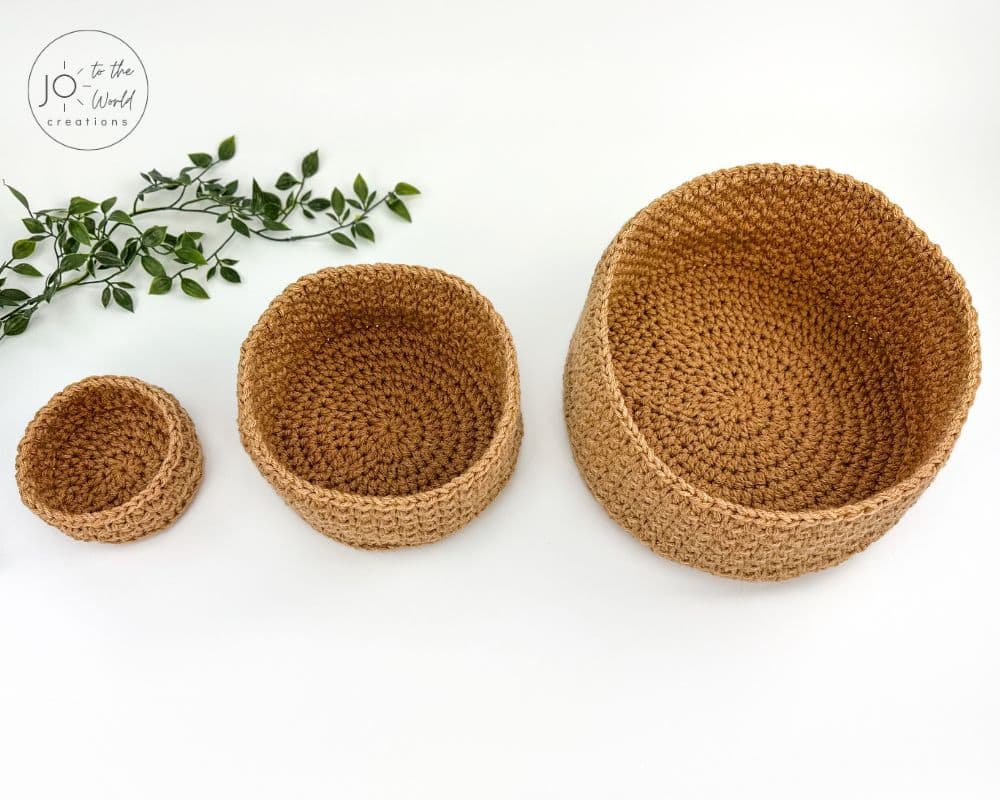 Moss Stitch Round Crochet Baskets