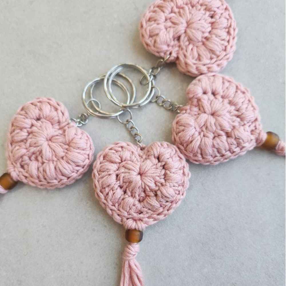 Crochet Heart Keychain