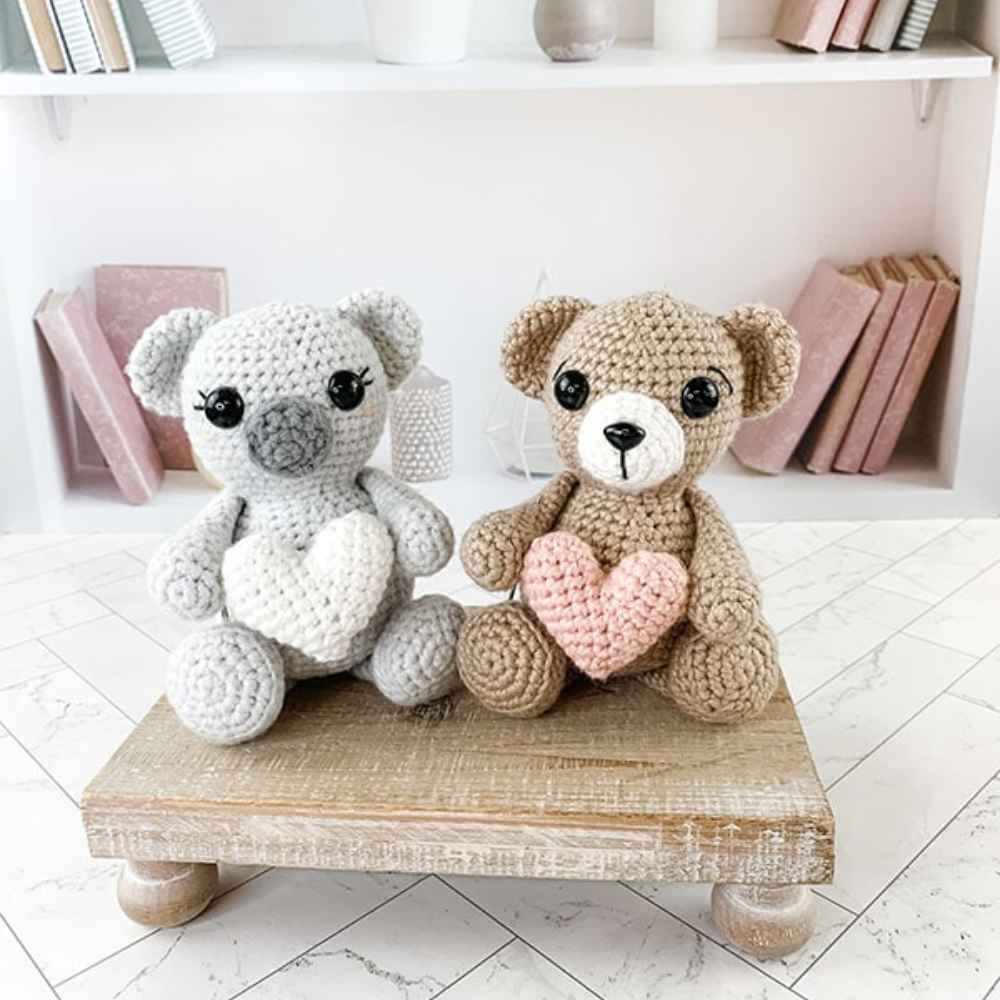 Crochet Valentine Bear, Panda and Koala