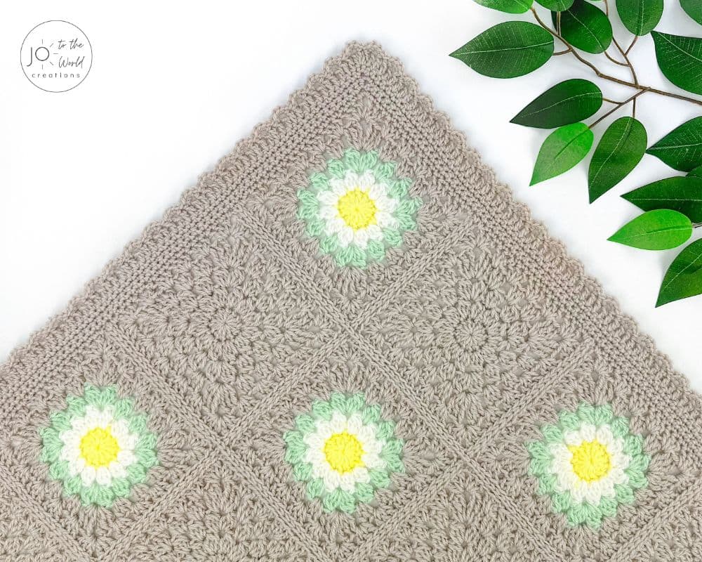 Crochet Granny Square Blanket Flower Pattern