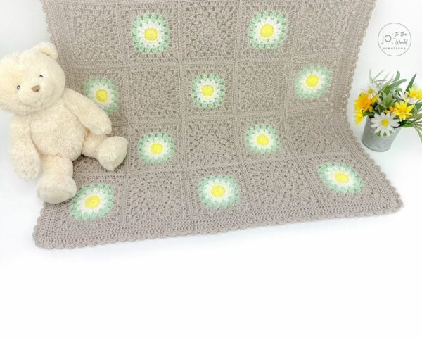 Flower Granny Square Blanket Crochet Pattern