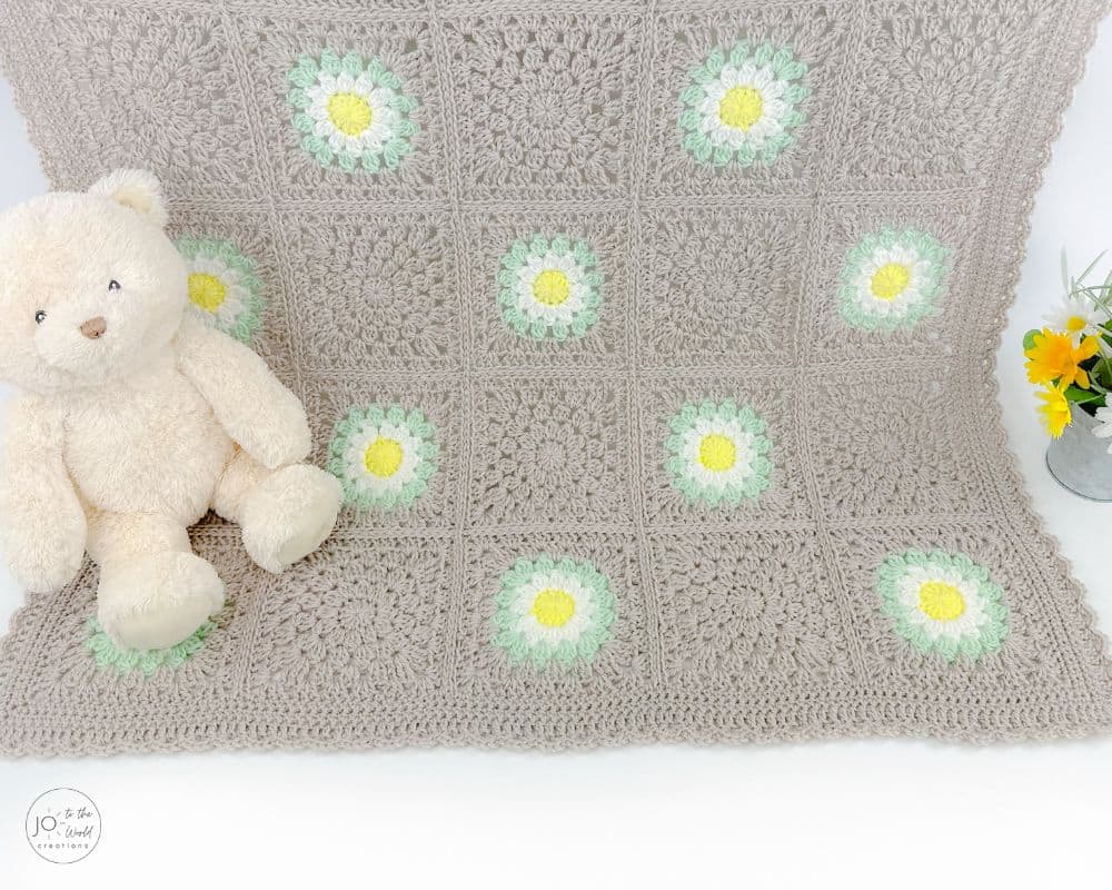 Flower Granny Square Blanket Crochet Pattern