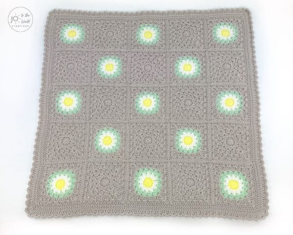 Granny Square Flower Blanket Crochet Pattern