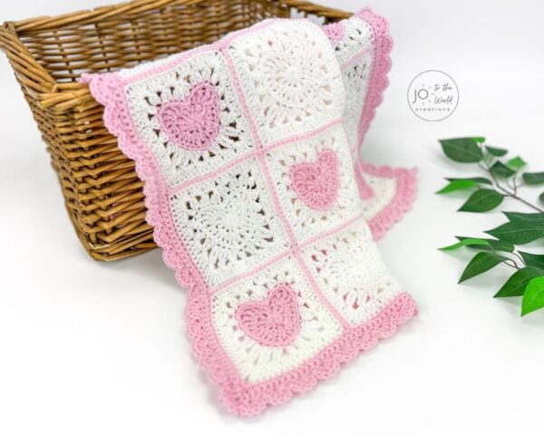 Heart Granny Square Blanket Crochet Pattern