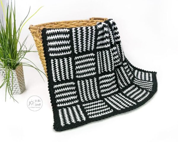 Striped Squares Blanket Crochet Pattern