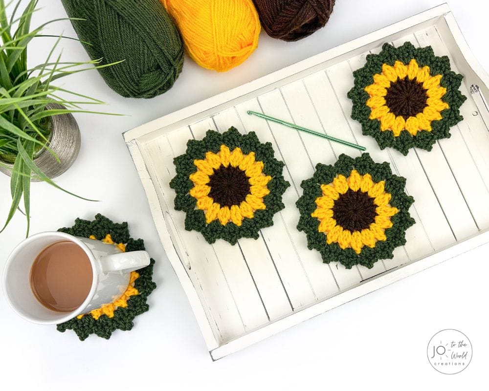 Crochet Sunflower Coaster