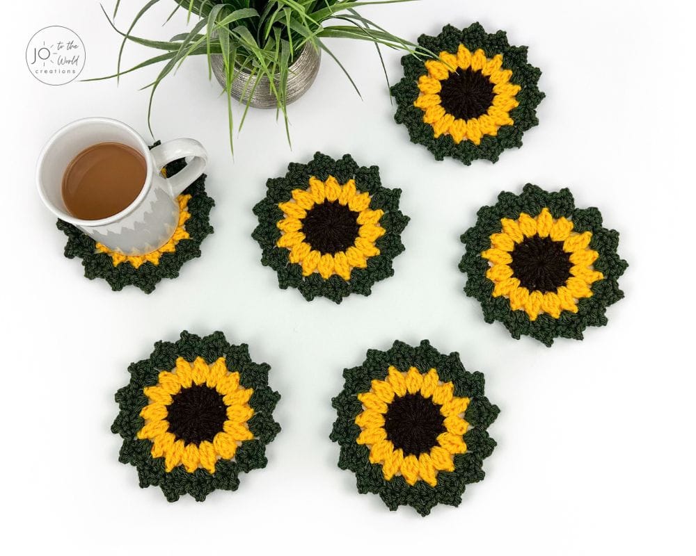 Crochet Sunflower Coasters Pattern