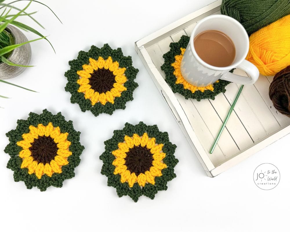 How to Crochet a Sunflower Coaster