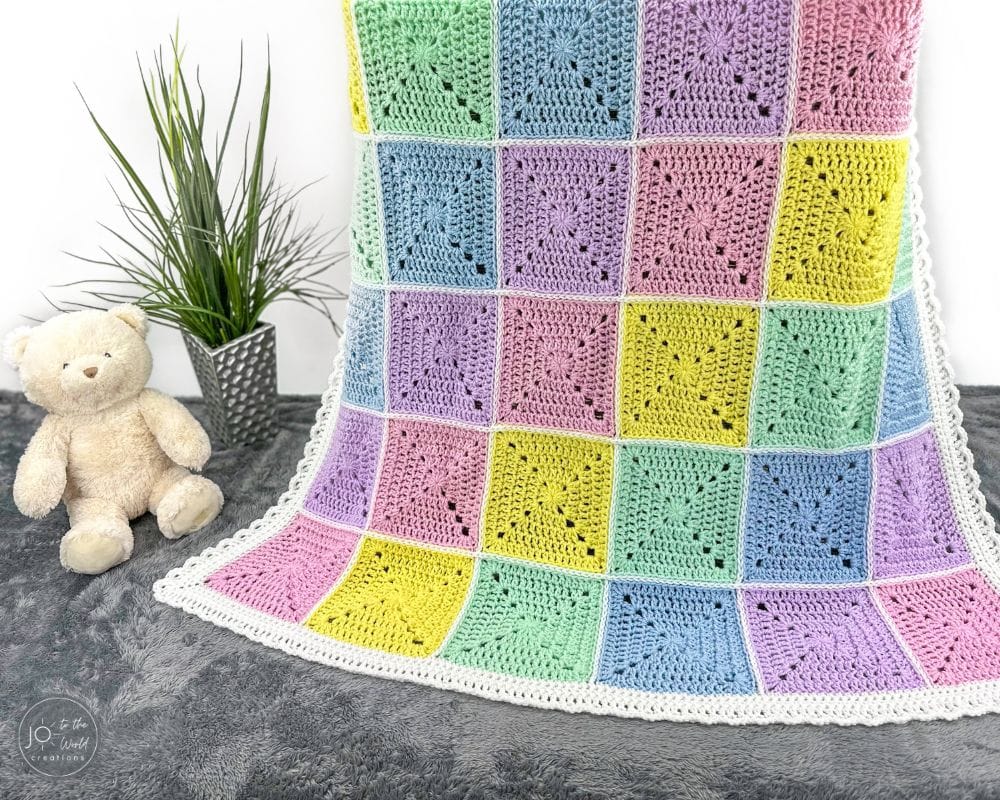 Large Solid Granny Square Blanket