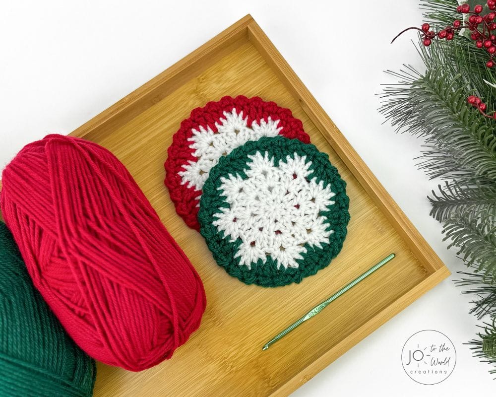 Crochet Christmas Coasters Snowflakes