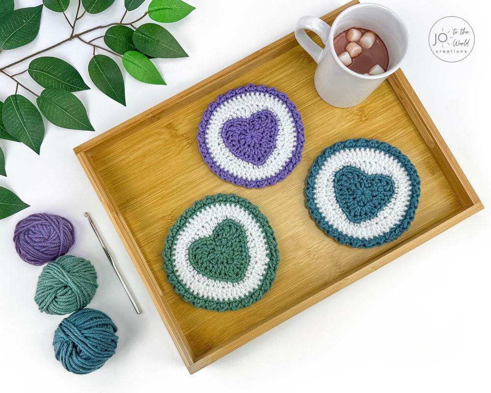 Crochet Heart Coasters Pattern