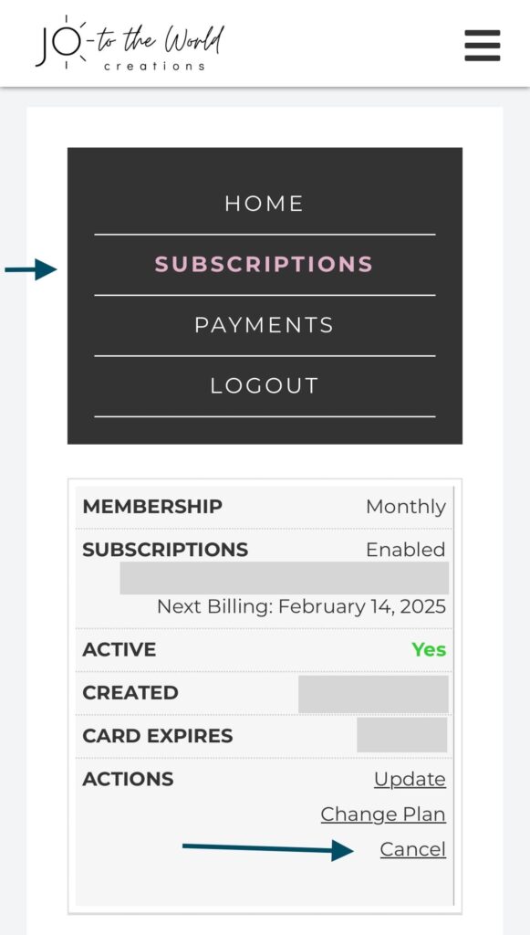 Membership Cancel - Mobile